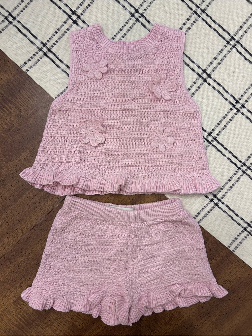 Zara Knit Set Toddler Girls Size 3 Pink with Flowers
